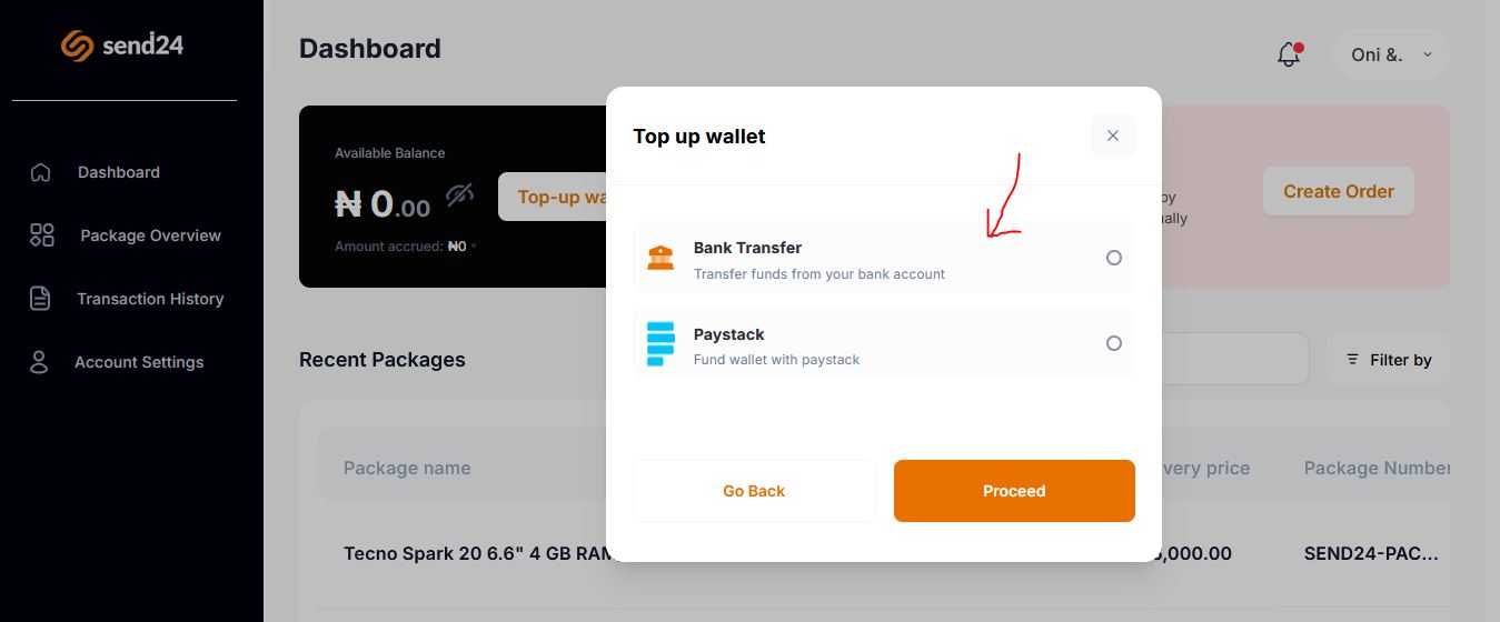 Bank Transfer Option